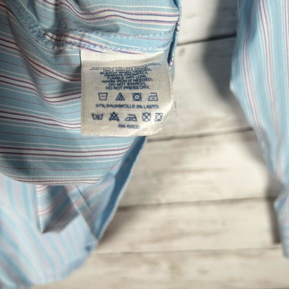 Lands’ End Blue Pinstripe Popover Cotton Elastane Blouse 10 - Picture 8 of 8